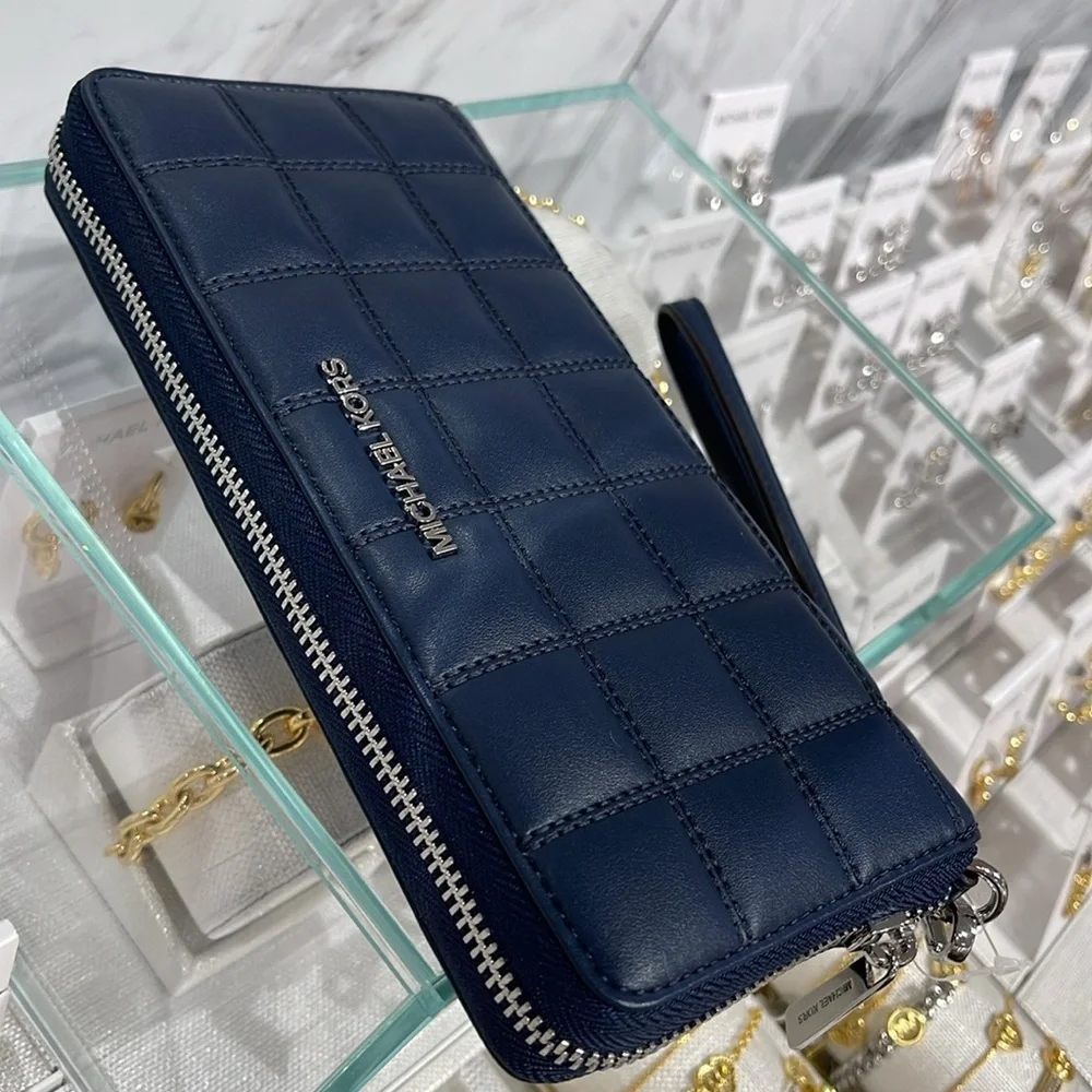 MICHAEL KORS Continental Wristlet Phone Case Wallet Navy NWT